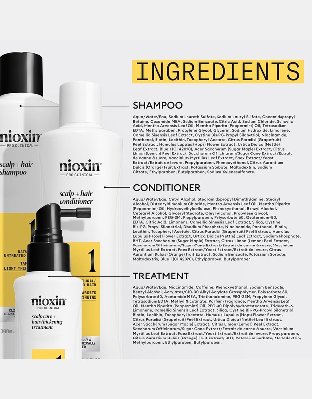 Nioxin - Nioxin Scalp + Hair Thickening System 1 - Hair Thickening System For Natural Hair With Light Thinning- Includes Shampoo, Conditioner And Scalp Treatment