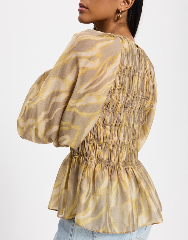 & Other Stories - Balloon-Sleeve Smocked Blouse