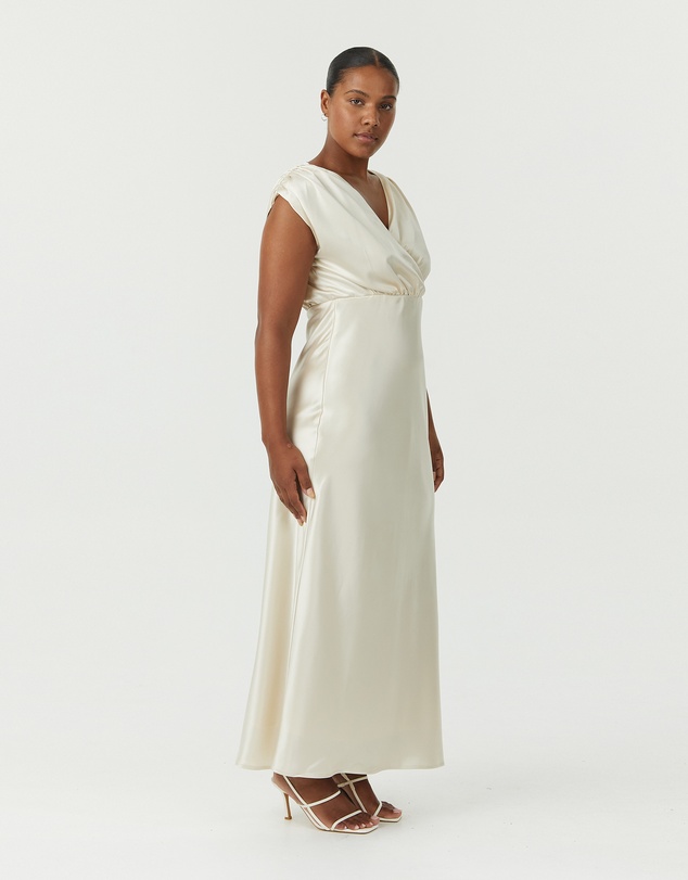 Third Form - Satin Cross Over Gather Dress