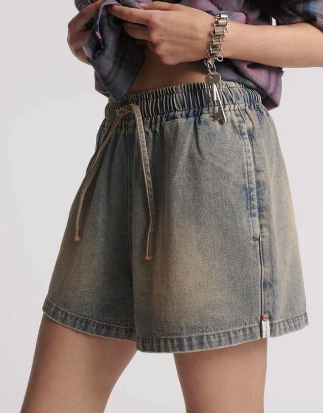 ONE TEASPOON - Boxer Low Waist Denim Shorts - Island Blue