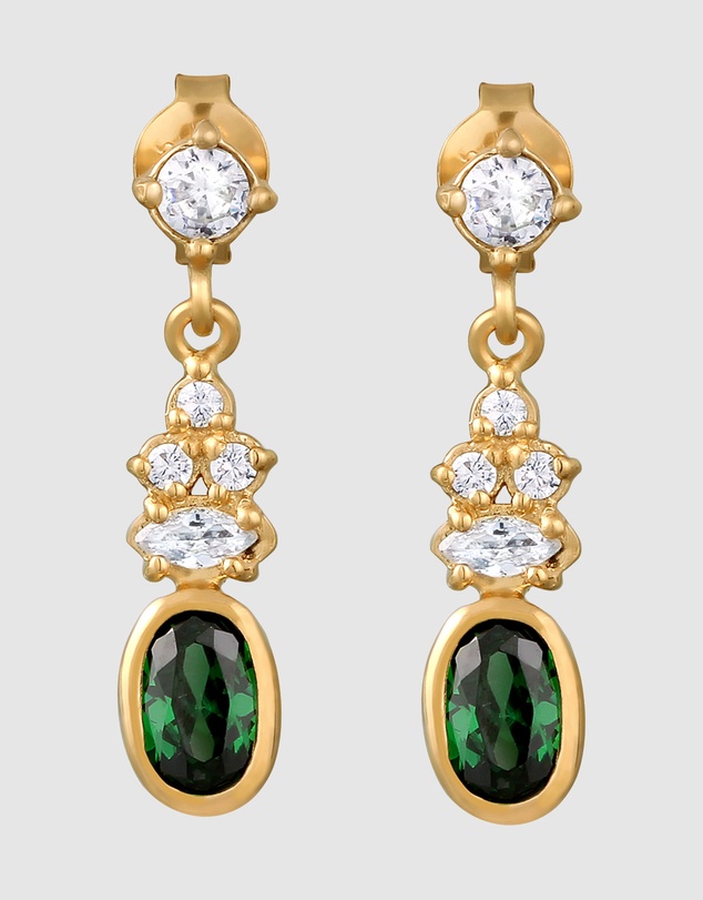 Elli Jewelry - Zirconia Stud Earrings in Gold-Plated 925 Silver