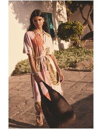 NEXT - Short Sleeve Tie Waist Midi Shirt Dress with Linen