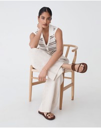 Forcast - Kaia Striped Collared Top