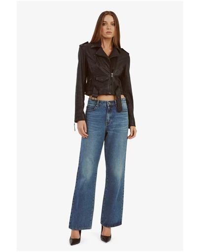 Bardot - Fitted Leather Biker Jacket