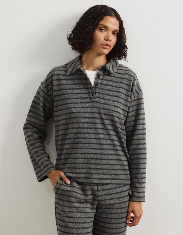 Atmos&Here - Mirabel Long Sleeve Jersey Polo Top