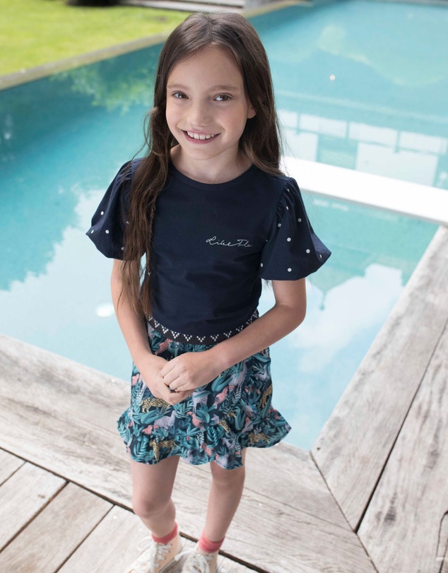 Like FLO - Leaf Print Ruffle Skirt - Kids-Teens