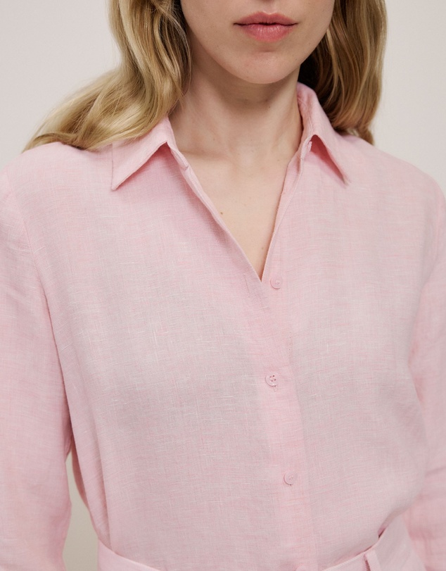 Trenery - Yarn Dyed Linen Classic Shirt in Blossom Pink