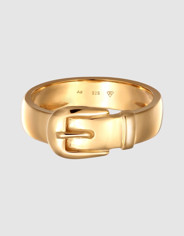 Elli Jewelry - Ring Belt Buckle Basic in 925 Sterling Silver Gold Plated