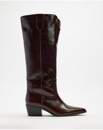 AERE - Rozalia Knee High Leather Cowboy Boots