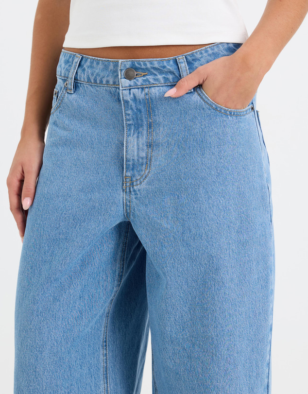 Calli - Cara Cinch Waist Mid Rise Relaxed Jeans