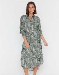 ALEXANDRA - Bantas Dress Emerald Textured Print