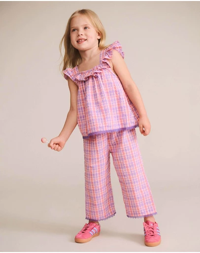 Huxbaby - Tropical Check Tie Top - Babies-Kids