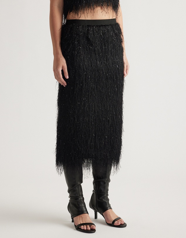 Decjuba - Rue Lurex Fringed Midi Skirt