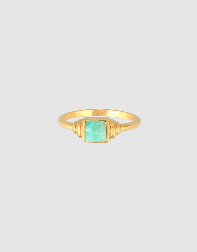 Elli Jewelry - Amazonite Band Ring in Gold-Plated 925 Silver