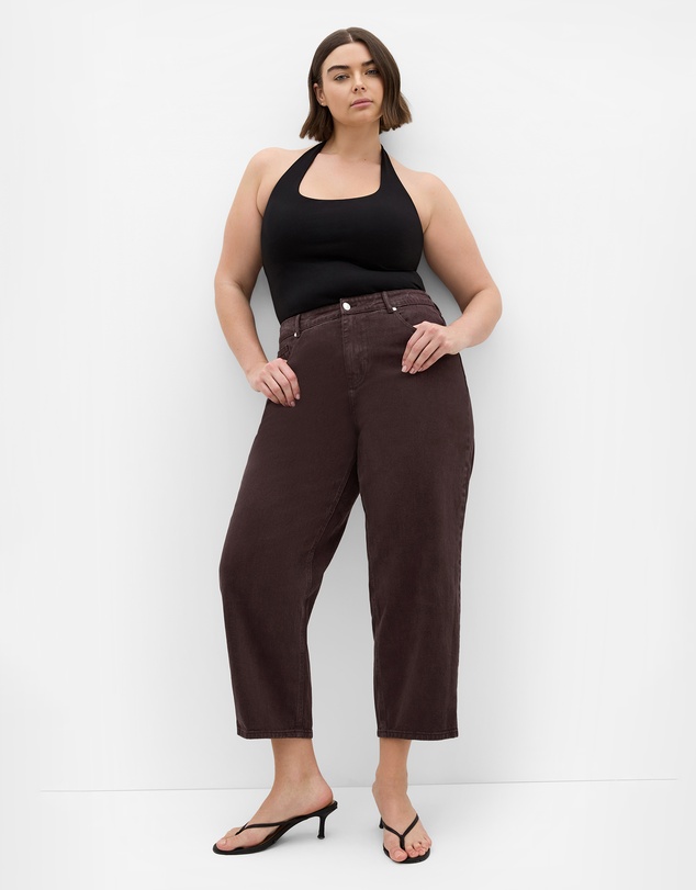 City Chic - Plus size Harley Fit Mum Ankle Grazer Jean - chocolate