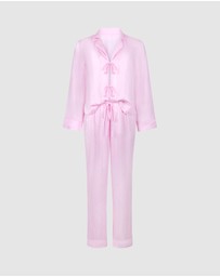 Hunkemoller - Long Sleeve Tie Woven Pyjama Set