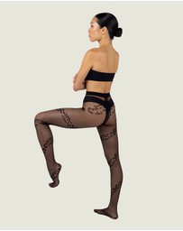 INSTOCK - Love — 40 Denier Sheer Black Tight w/ Flocked Vine Pattern