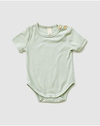 WITH LOVE FOR KIDS - BASICS Wide Ribbed Short Sleeve Onesie - Babies