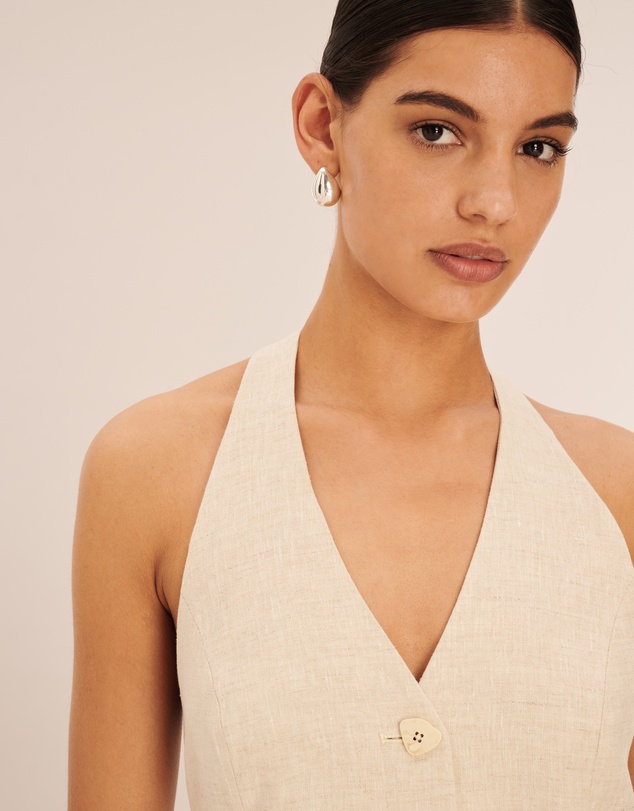 AERE - Tailored Linen Mini Halter Dress