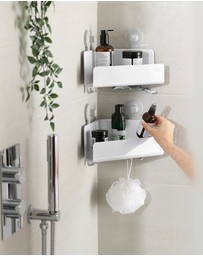Joseph Joseph - EasyStore™ Corner Shower Shelf with Adjustable Mirror - 2 Pack (White)