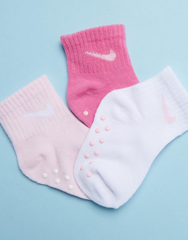 Nike - 3-Pack Core Swoosh No Slip Ankle Socks - Babies