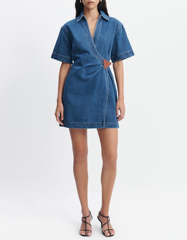 Aje Studio - Kendall Denim Wrap Mini Dress