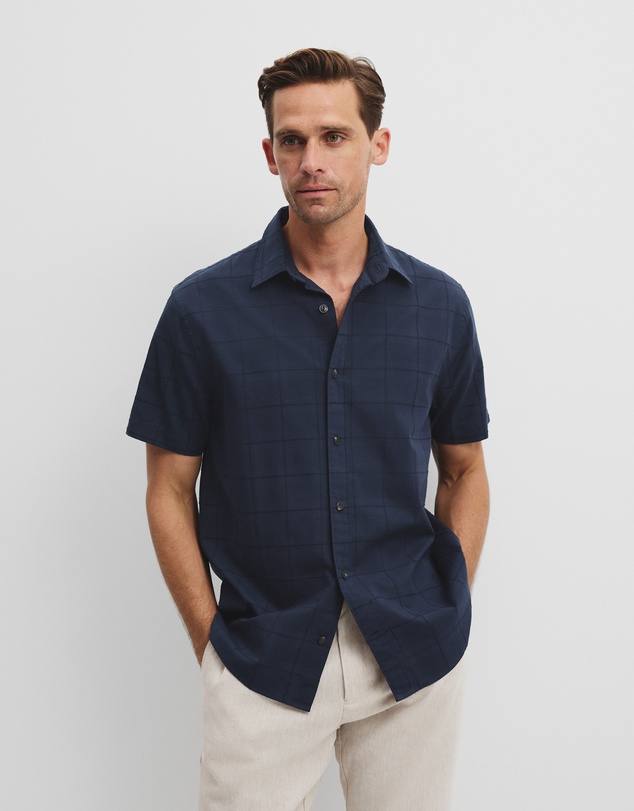 Country Road - Short Sleeve Regular Fit Cotton Woven Check Shirt