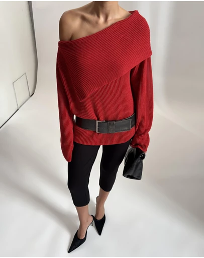 Minima Esenciales - Vireo Cotton Cashmere Blend Off Shoulder Knit Top