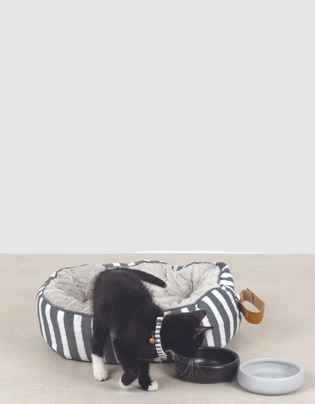 Mog & Bone - Hemp Cat collar - Charcoal Hampton stripe Print