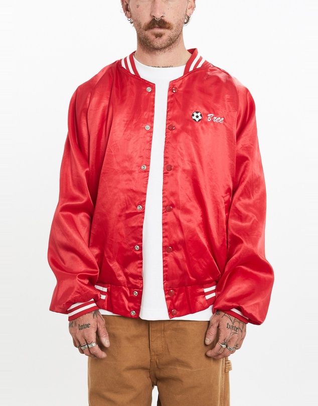 Vintage by The Real Deal - Pre Loved - Vintage 80s Soccer Club Satin Bomber Jacket