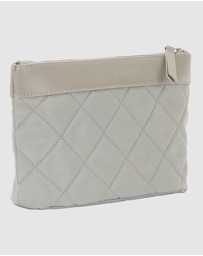 JETT BLACK - The Bondi Silver Quilted Clutch Pouch Zip Case