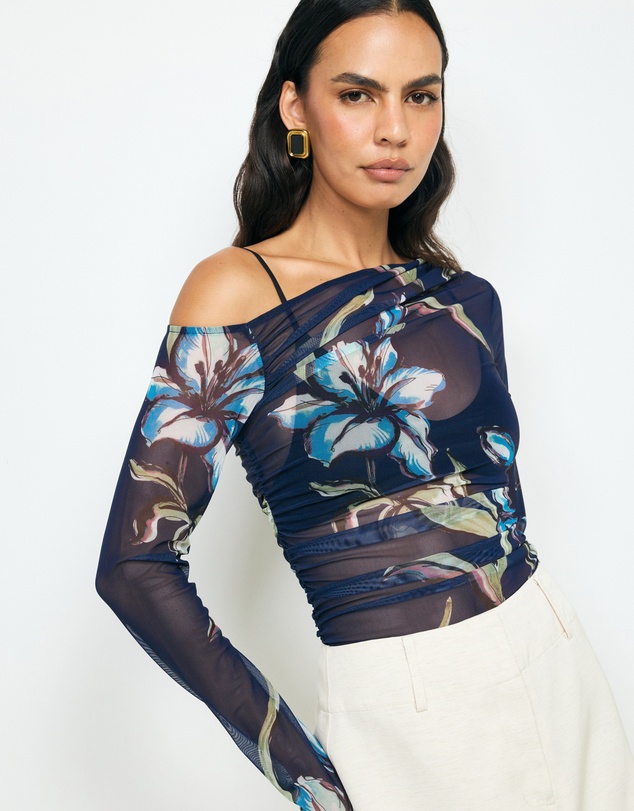 AERE - Chloe Off Shoulder Mesh Top