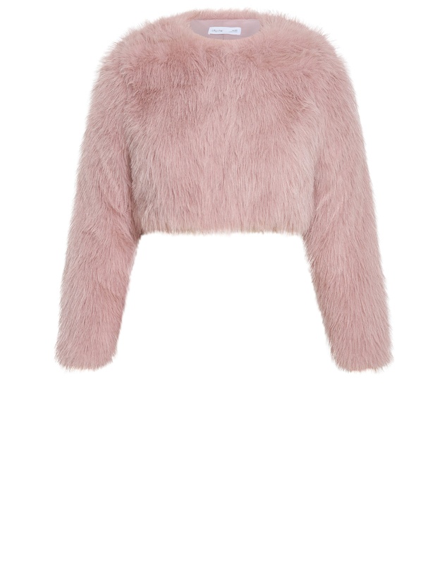 City Chic - Plus size Angelica Faux Fur Crop Jacket - deep blush