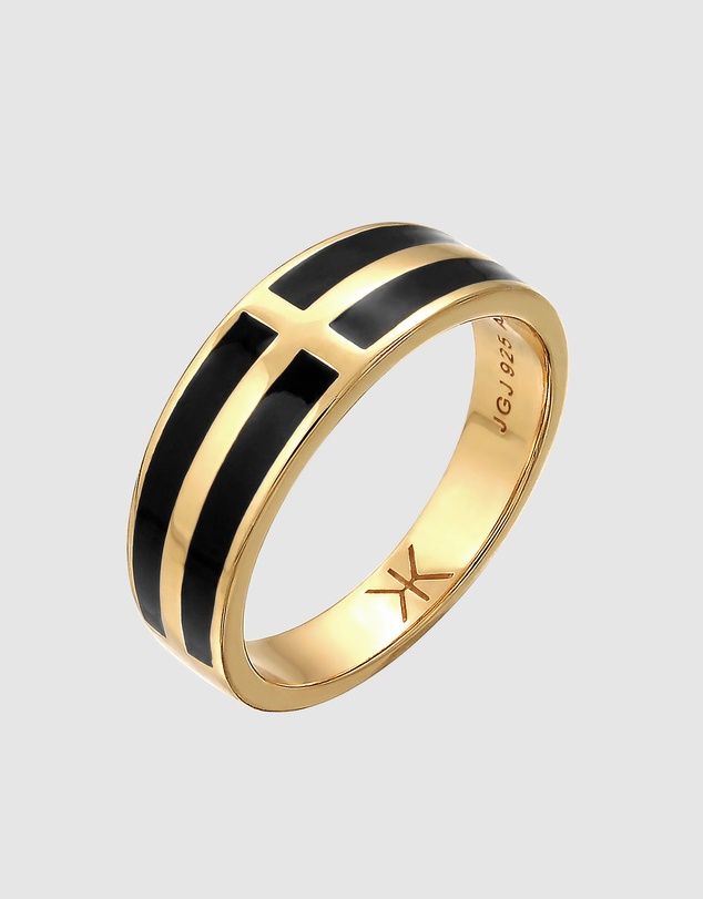Kuzzoi - ICONIC EXCLUSIVE - Enamel Band Ring in Gold-Plated 925 Sterling Silver