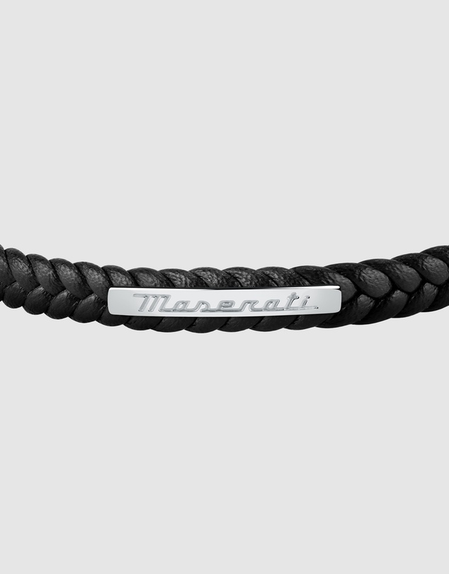 Maserati - Black with Silver 22.5cm Recycled Leather Bracelet