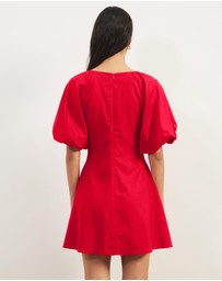 Atmos&Here - Kelly Linen Blend Puff Sleeve Mini Dress