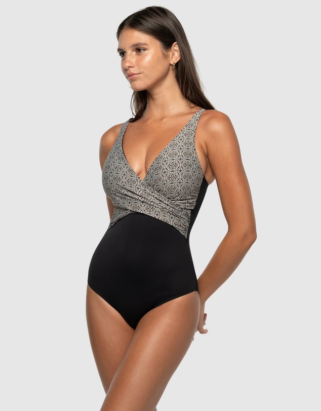 Nip Tuck Swim - Tintilating Tile Ava Wrap Over Multifit One Piece