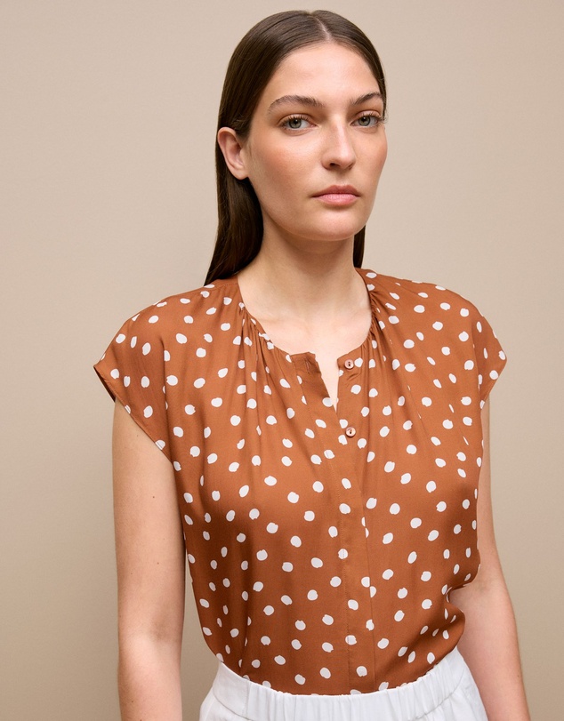 Trenery - Spot Modal Cap Sleeve Blouse in Burnt Orange