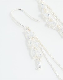 Lovisa - Silver Plated Cubic Zirconia Pearl Leaf Drop Hook Earrings