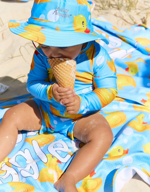 Budgy Smuggler - Kids Onesie Swim Bundle in Rubber Ducks UPF 50+