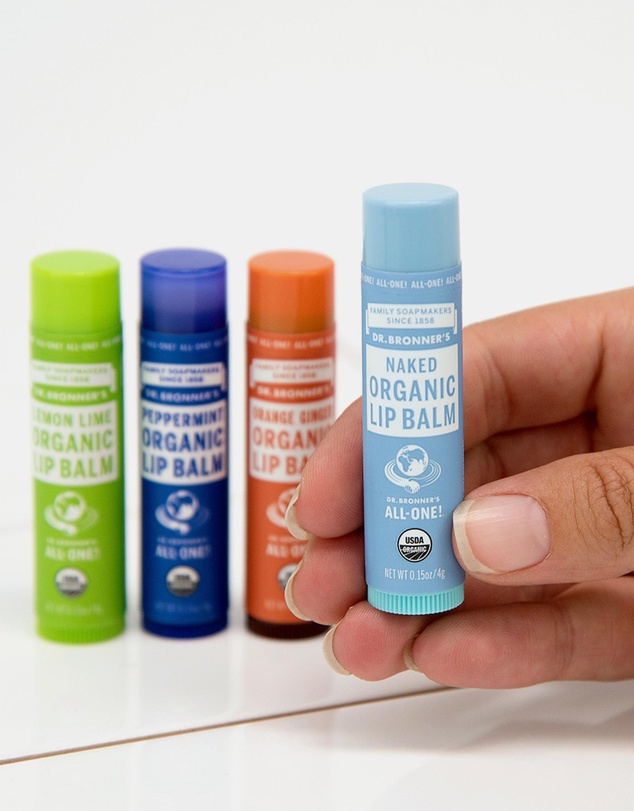 Dr Bronner's - Joy Lip Balm Set - 4 x 4g lip balms. Lemon Lime, Peppermint, Orange Ginger and Naked Unscented