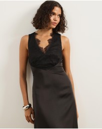 Atmos&Here - Gia Satin Midi Dress With Lace Detail