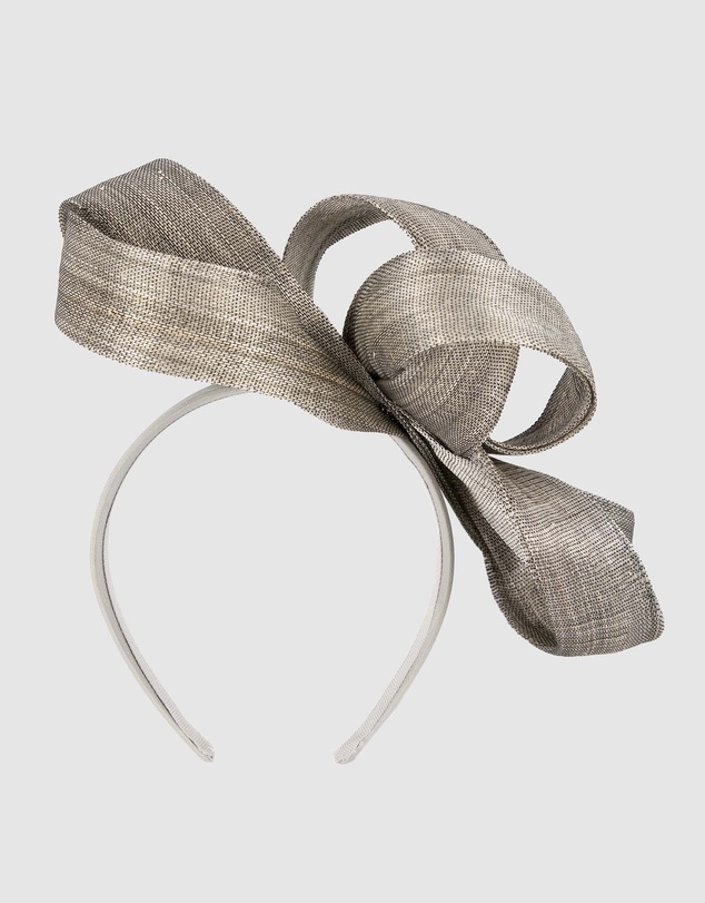 Fillies Collection - Silver Abaca Loops Racing Fascinator
