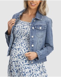 Angel Maternity - Maternity & Nursing Midi Blue Floral Dress