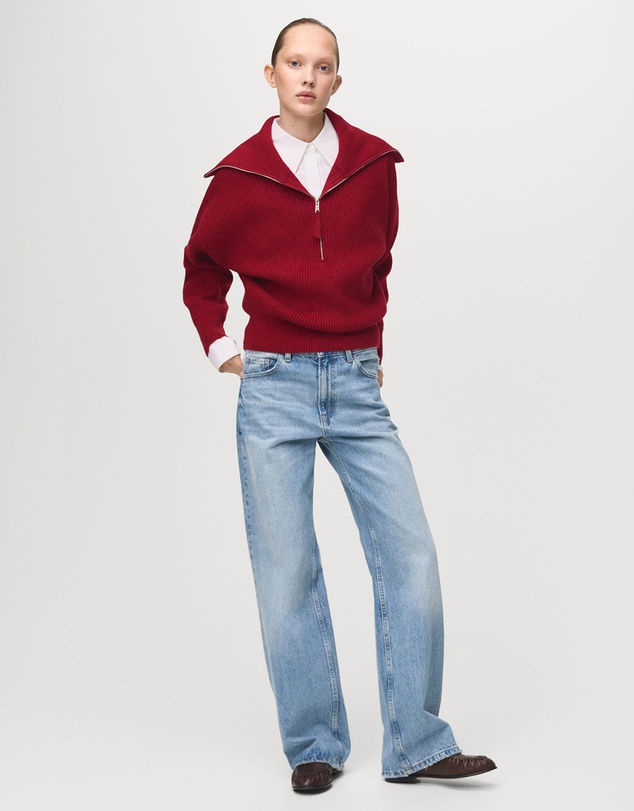 M.N.G - Funnel Neck Zip-Up Sweater