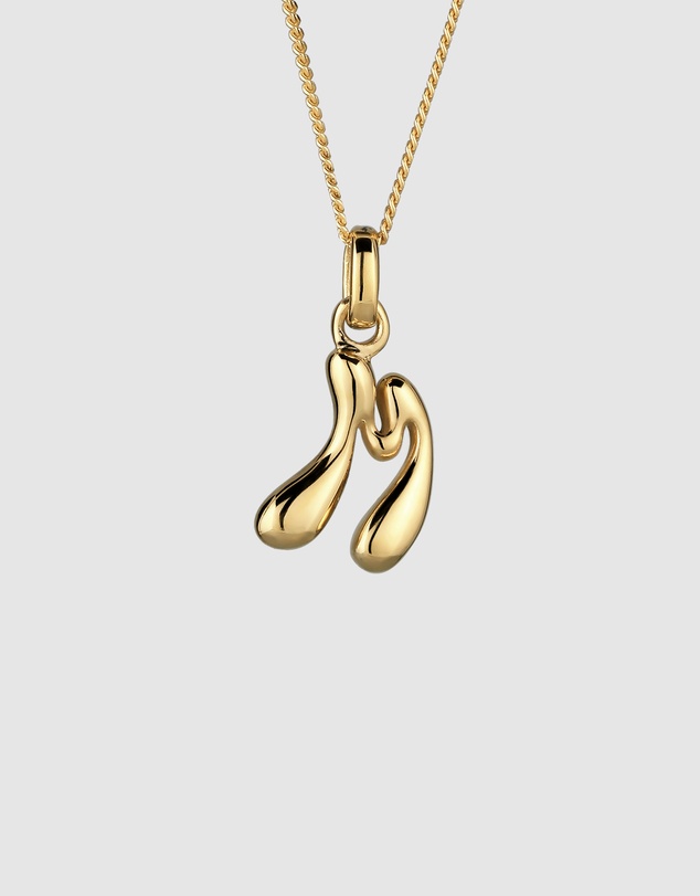 Elli Jewelry - Bubble Letter M Necklace in Gold-Plated 925 Silver