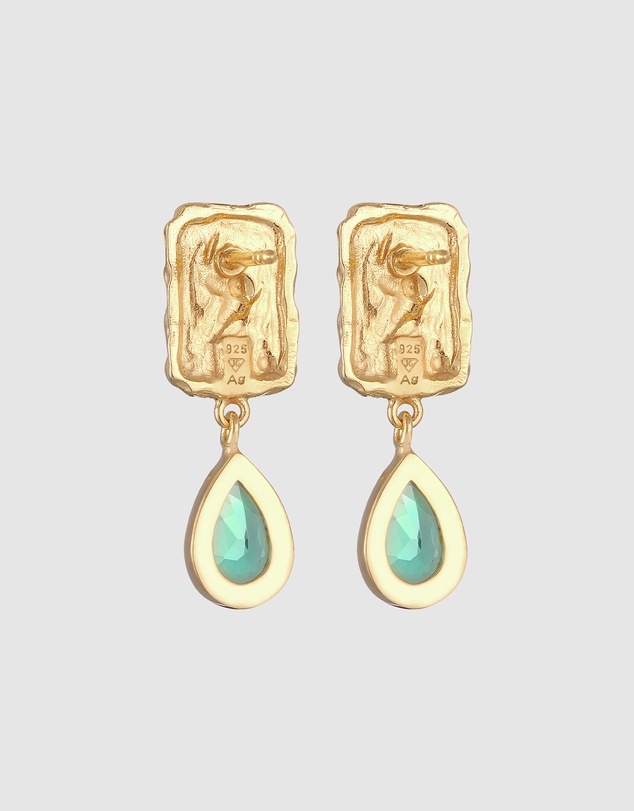 Elli Jewelry - Quartz Teardrop Stud Earrings in Gold-Plated 925 Silver