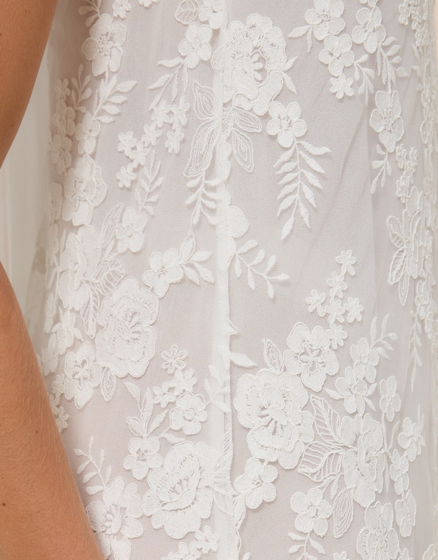 CHANCERY - Sana Strapless Sheer Lace Maxi Dress with Scarf
