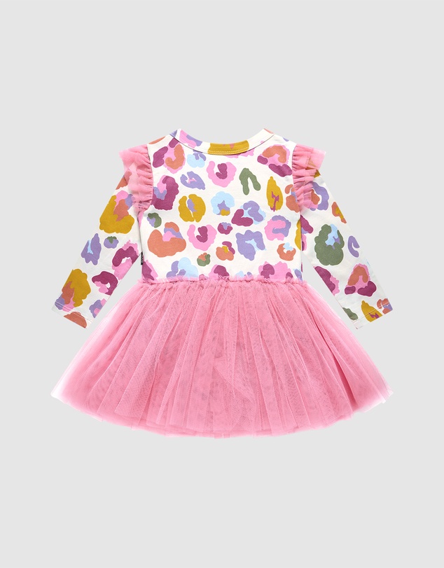 Rock Your Baby - Rainbow Leopard Circus Frill Bodysuit Dress