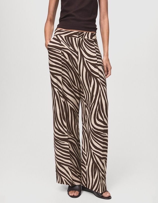 M.N.G - Straight-Leg Zebra-Print Pleated Trousers
